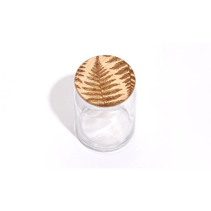 Fern Wood Lid Glass Jar