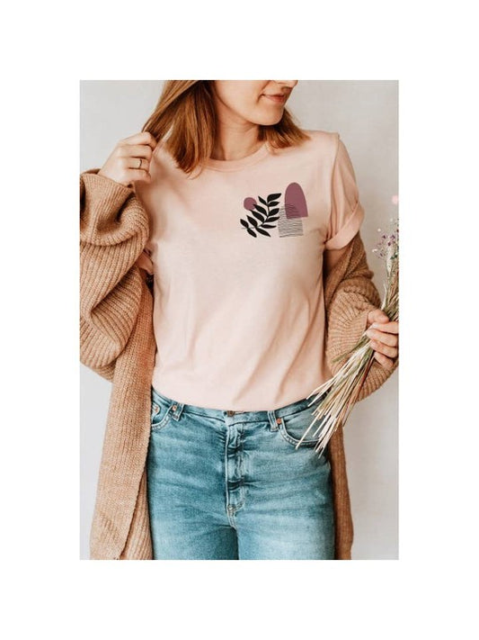 Plant and Shapes Spring Abstract Graphic Tee