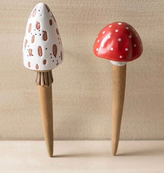 Ceramic Mushroom Plant Stake